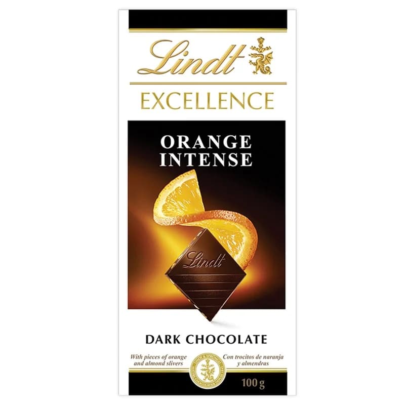 Линд Черен Шоколад Lindt Excellence Портокал и Бадем 100 г, eBag