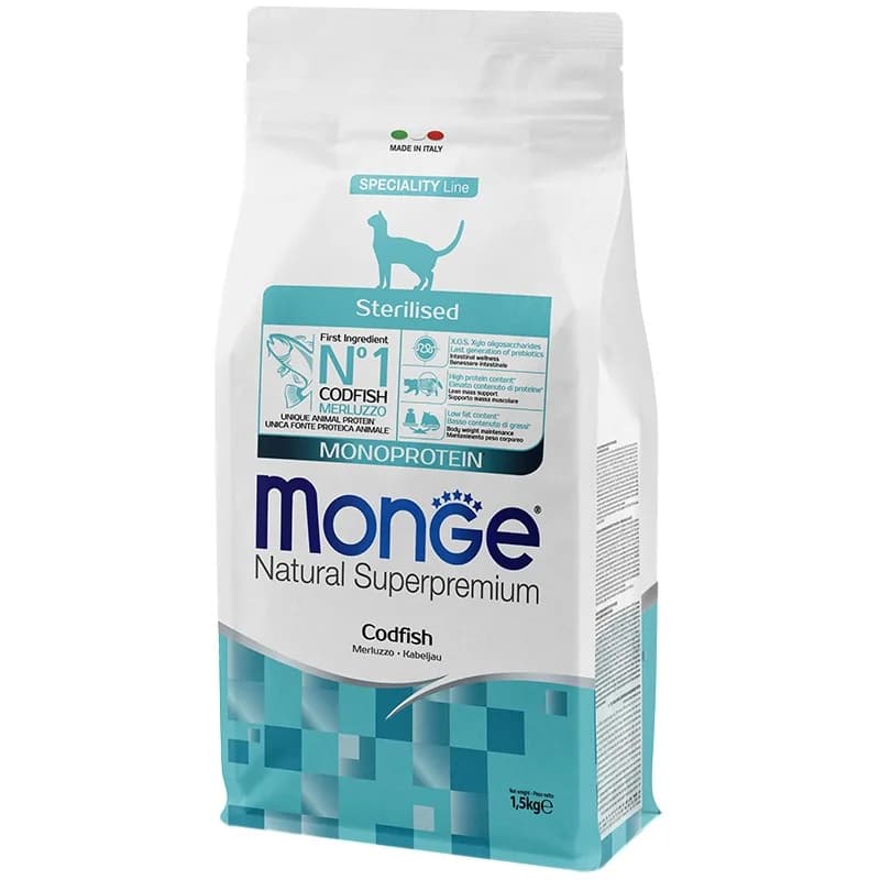 monge Monge Храна за Котки Natural Superpremium Monoprotein за Кастрирани Котки с Риба Треска 1.5 кг, cheap.bg
