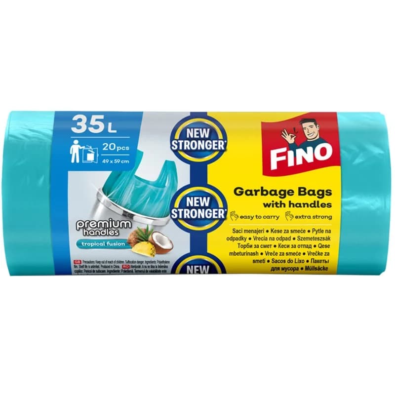 fino Фино Торби за Смет Цветни 20бр с Аромат Кокос 49x59см 35 л, cheap.bg