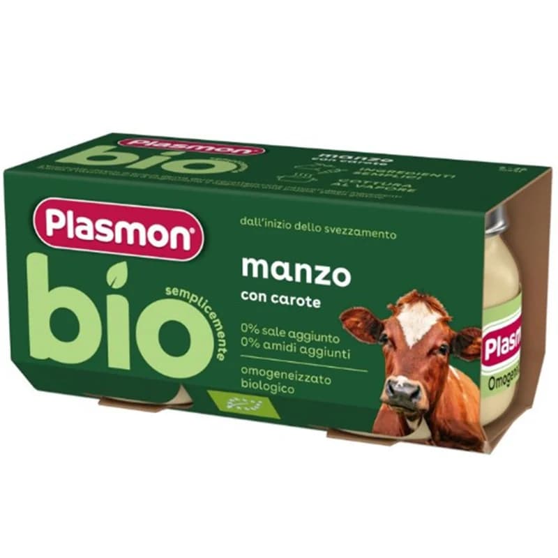 Плазмон Био Пюре Plasmon Говеждо и Моркови 6м+ 2 x 80 г