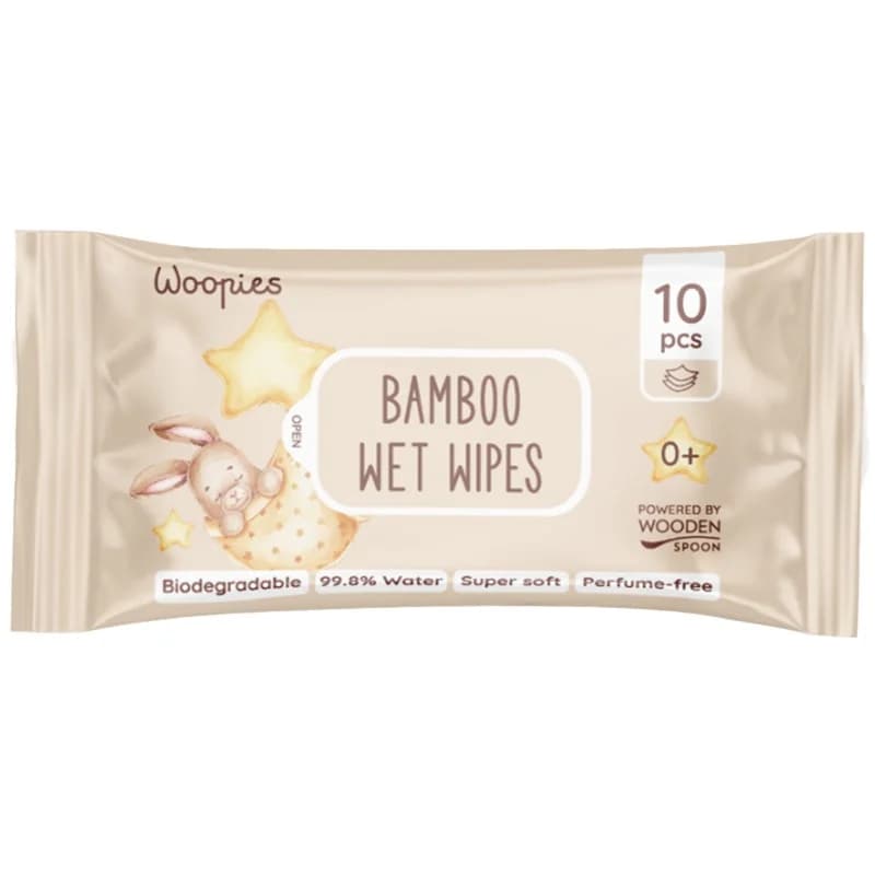 woopies Woopies Мокри Кърпички Бамбукови Биоразградими с 99,8% Вода 10 бр., cheap.bg