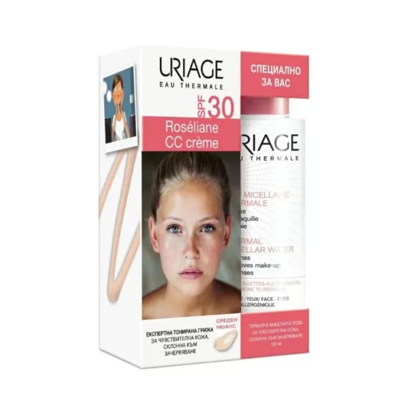 uriage URIAGE Roseliane Cc Тониран Крем Spf30 Среден Нюанс 40 Ml + Мицеларна Вода 100 Ml 1 бр, cheap.bg