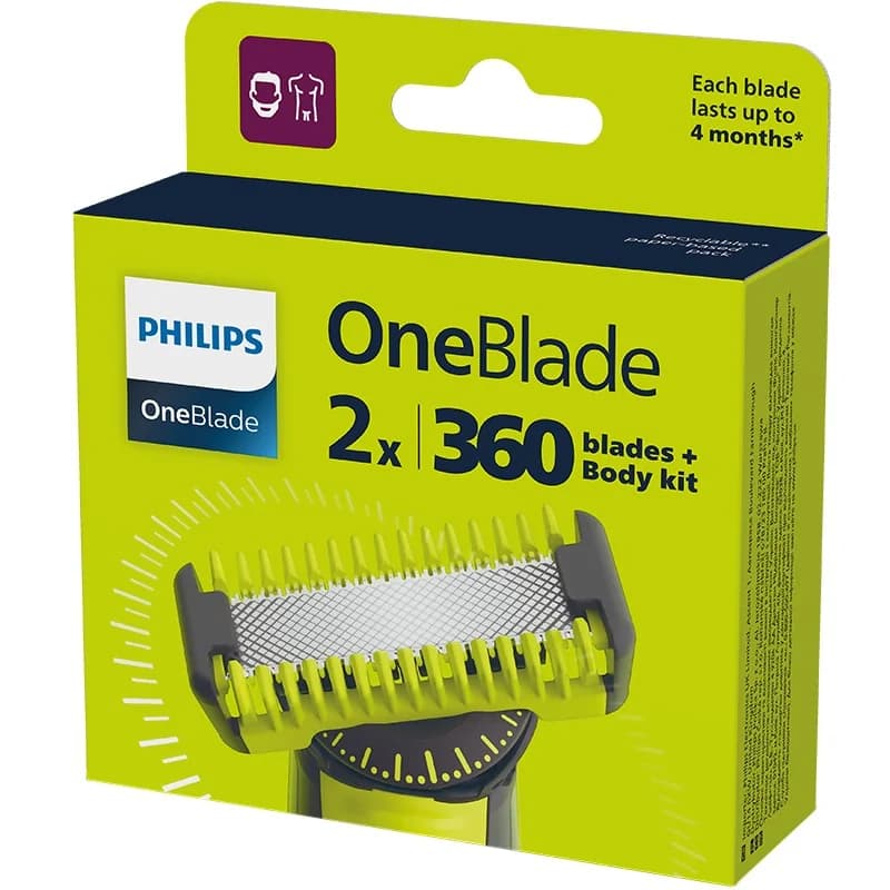 filips Филипс Резервни Ножчета Philips One Blade Face&Body QP624 2 бр., cheap.bg