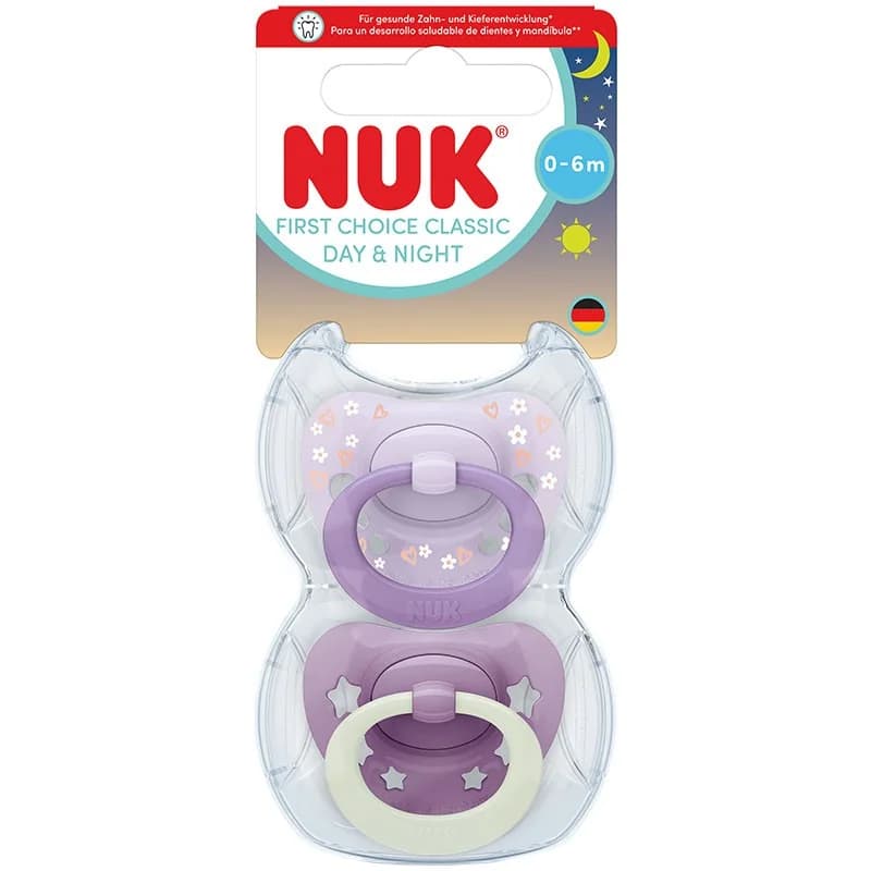 nuk Нук Биберон Залъгалка First Choice 0-6м Day & Night Момиче 2 бр., cheap.bg