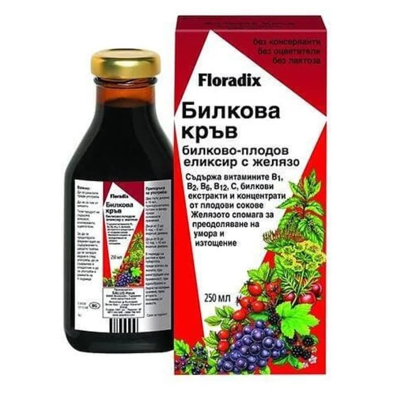 FLORADIX Билкова Кръв Сироп С Желязо При Отпадналост И Умора 250мл 1 бр, eBag