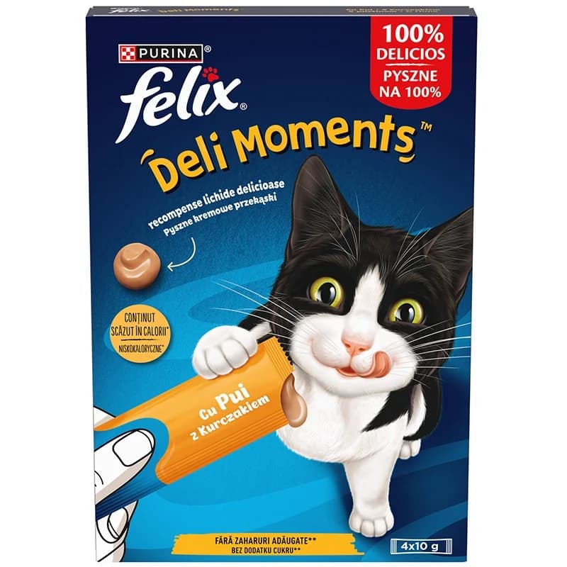 feliks Феликс Лакомства за Котки Felix Deli Moments с Пиле Пауч 4 x 10 г, cheap.bg