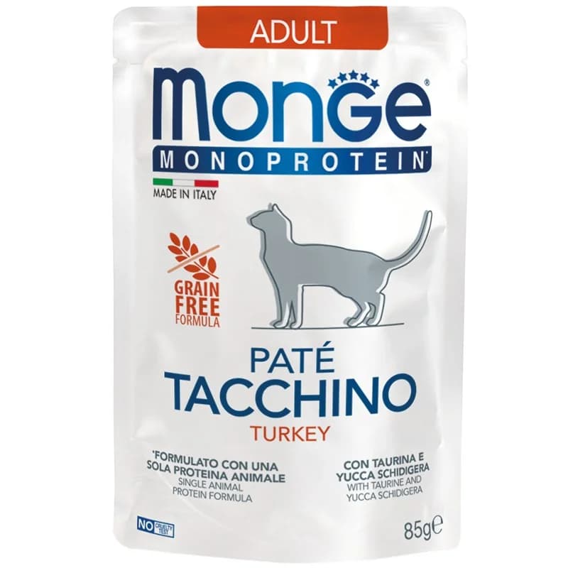 monge Monge Храна за Котки Monoprotein Adult Cat Paté Turkey с Пуешко и Картофи Пауч 85 г, cheap.bg