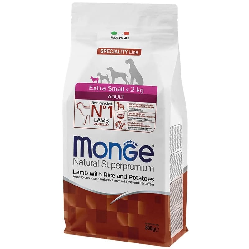 monge Monge Храна за Кучета Natural Superpremium Extra Small Adult Monoprotein за Мини Породи с Агнешко, Ориз и Картофи 800 г, cheap.bg
