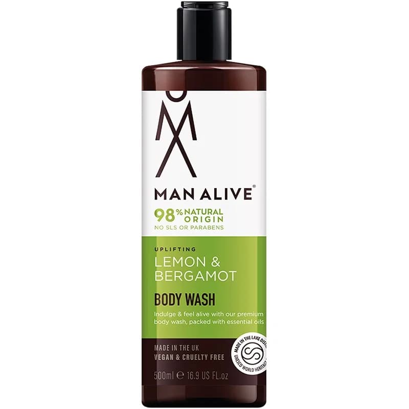 Man Alive Натурален Парфюмен Душ Гел Lemon and Bergamot за Мъже 500 мл, eBag