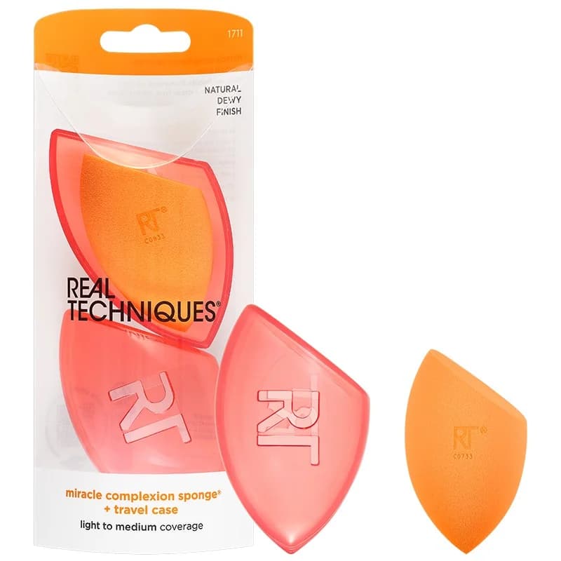 real techniques Real Techniques Спондж за Фон дьо Тен Miracle Complexion Sponge с Кутия за Съхранение 1 бр., cheap.bg