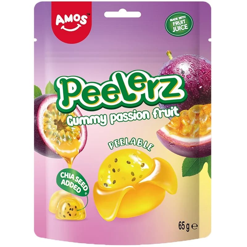 amos Амос Желирани Бонбони Peelerz Peelerz Маракуя и Семена от Чиа 65 г, cheap.bg