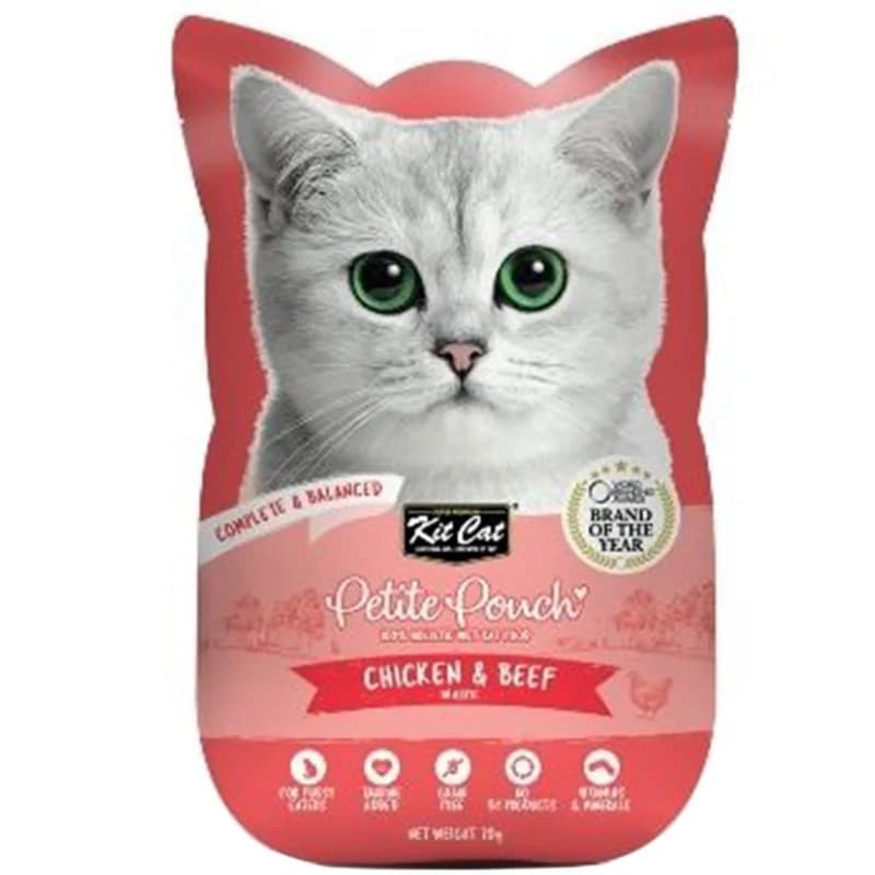 kit cat Kit Cat Храна за Котки Petite Pouch Пилешко и Телешко в Аспик 70 г, cheap.bg