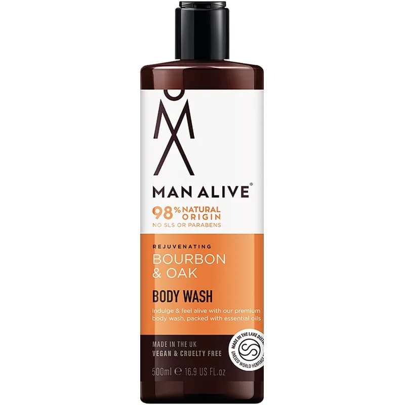 man alive Man Alive Натурален Парфюмен Душ Гел Bourbon and Oak за Мъже 500 мл, cheap.bg