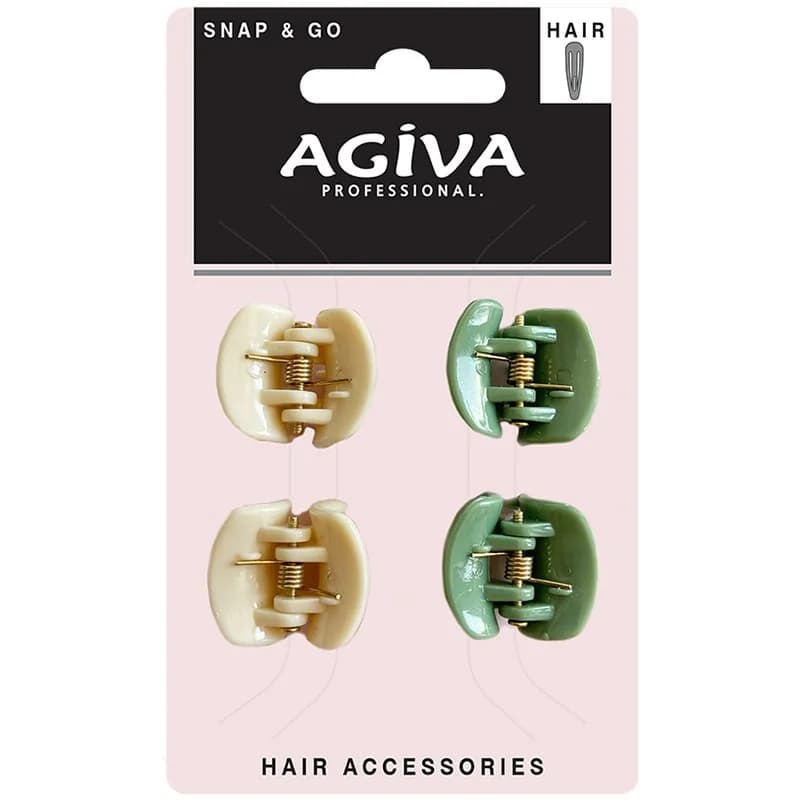 agiva Агива Щипка за Коса Мини Pro 2см Беж и Зелено 4 бр., cheap.bg