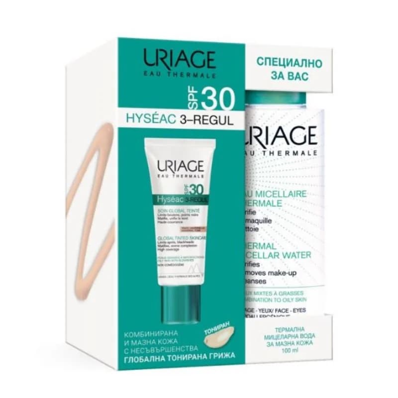 uriage URIAGE Hyseac 3-regul Spf30 Тонирана Грижа 40 Ml + Мицеларна Вода 100 Ml 1 бр, cheap.bg