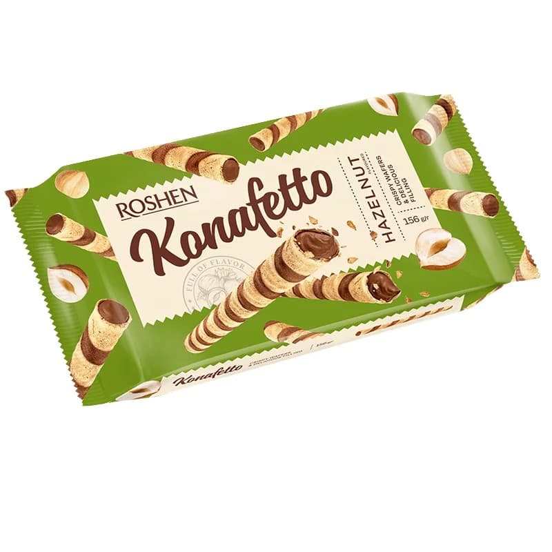 roshen Рошен Вафлени Пурички Konafetto с Лешников Крем 140 г, cheap.bg