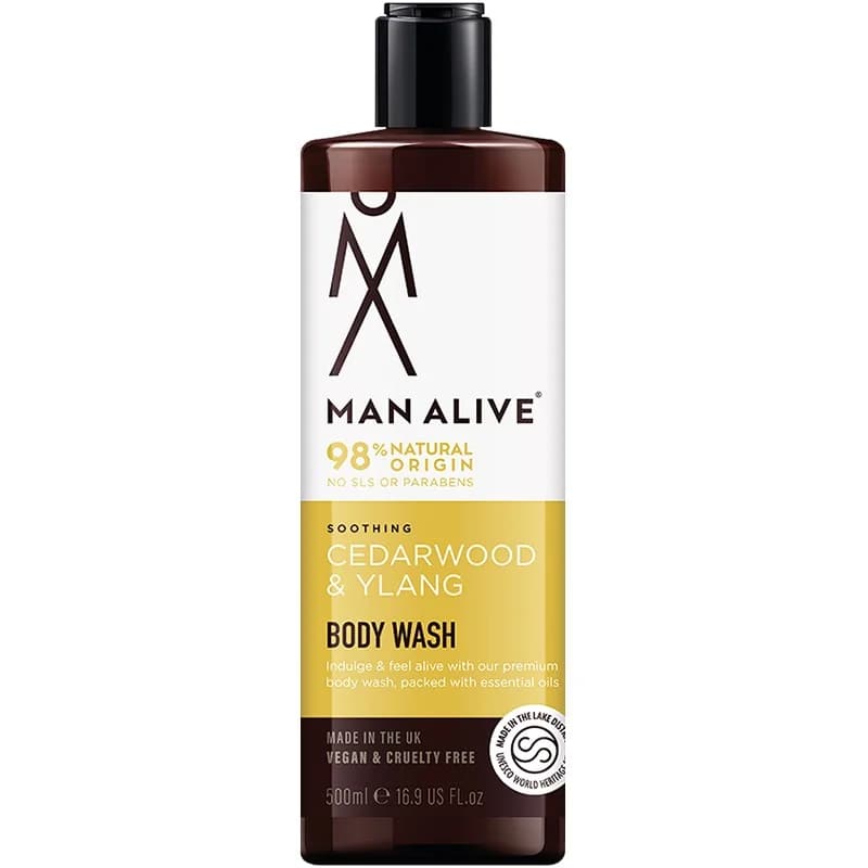 man alive Man Alive Натурален Парфюмен Душ Гел Cedarwood and Ylang за Мъже 500 мл, cheap.bg