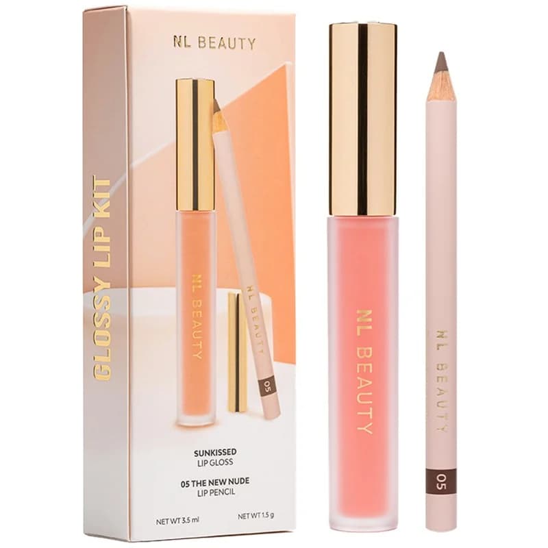 nl beauty NL Beauty Гланц за Устни Sunkissed + Молив за Устни 05 The New Nude Glossy Lip Kit 1 бр., cheap.bg