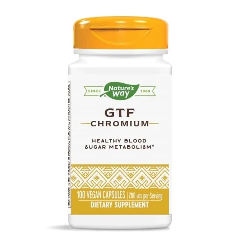 natures way NATURES WAY Хром (никотинат) Gtf Капсули За Контрол На Кръвната Захар 200мгр Х100 1 бр, cheap.bg