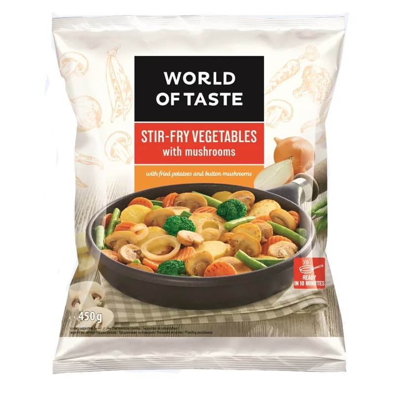 uarld af teyst Уърлд ъф тейст Микс Зеленчуци за Тиган с Гъби World of Taste 450 г, cheap.bg