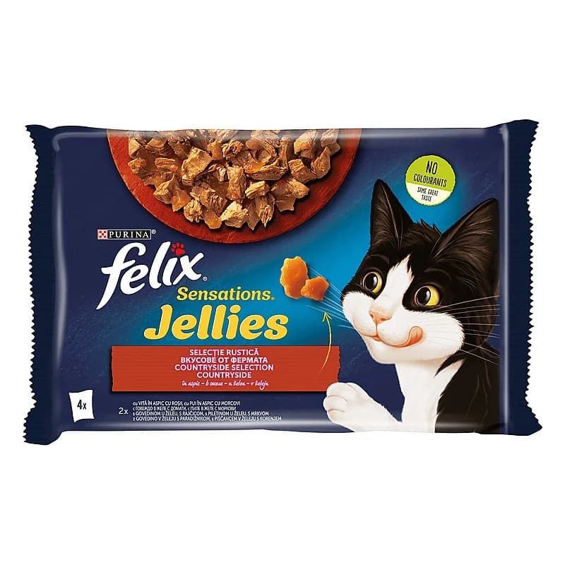 Феликс Храна за Котки Felix Sensations Месо в Желе Пауч 4 x 85 г