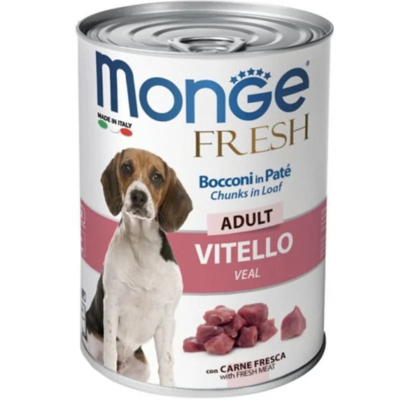 monge Monge Храна за Кучета Fresh Хапки в Пастет за Кучета в Зряла Възраст с Телешко Консерва 400 г, cheap.bg