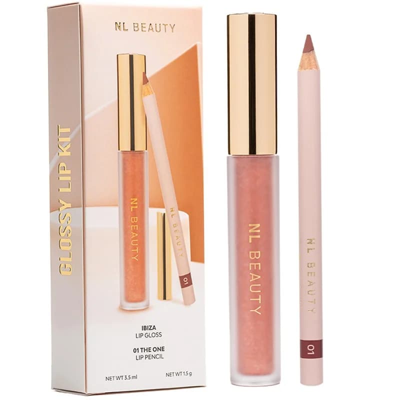 nl beauty NL Beauty Гланц за Устни Ibiza + Молив за Устни 01 The One Glossy Lip Kit 1 бр., cheap.bg