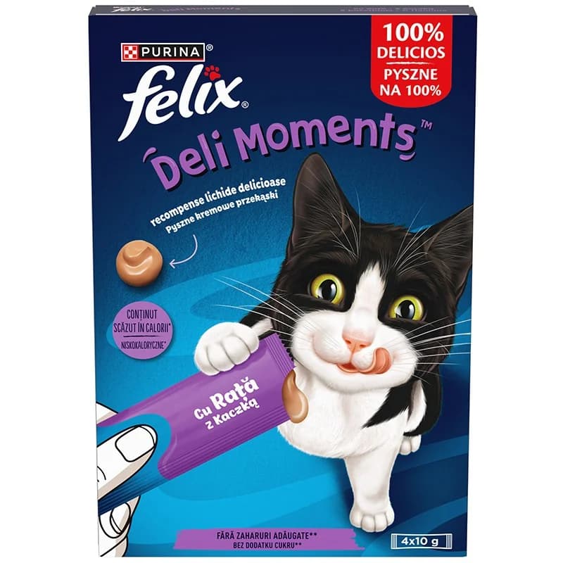 feliks Феликс Лакомства за Котки Felix Deli Moments с Патица Пауч 4 x 10 г, cheap.bg