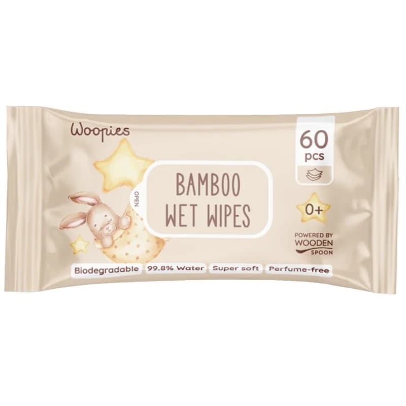 woopies Woopies Мокри Кърпи Бамбукови Биоразградими с 99,8% Вода 60 бр., cheap.bg