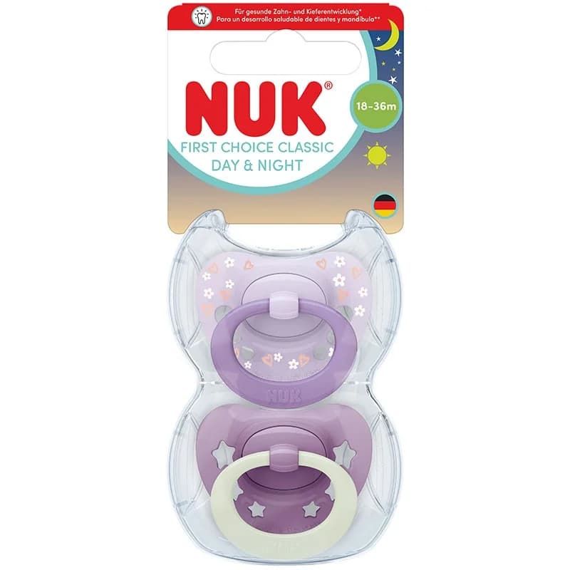 nuk Нук Биберон Залъгалка First Choice 18м+ Day & Night Момиче 2 бр., cheap.bg