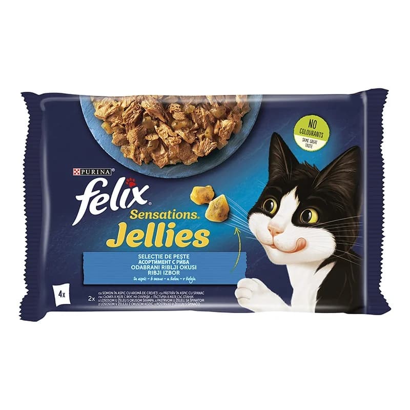 feliks Феликс Храна за Котки Felix Sensations Риба в Желе Пауч 4 x 85 г, cheap.bg