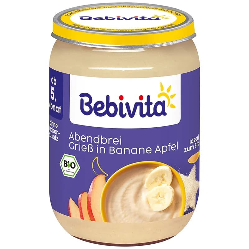 bebivita Бебивита Био Каша Лека Нощ Млечна Грис, Ябълка и Банан 5м+ 190 г, cheap.bg