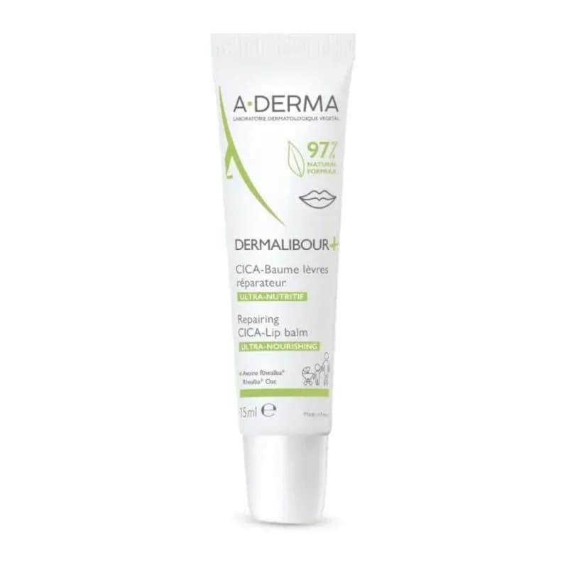 A-DERMA Dermalibour+ Cica Baume Levres Reparateur Дермалибур+ Цика Възстановяващ Балсам За Устни 15m 1 бр, eBag