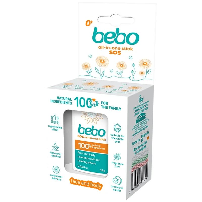 bebo Бебо Многофункционален Стик за Лице и Тяло SOS All-in-One 15 г, cheap.bg