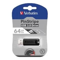 verbatim VERBATIM Флашка 49318 USB DRIVE 3.2 64GB PINSTRIPE BLACK, Техномаркет