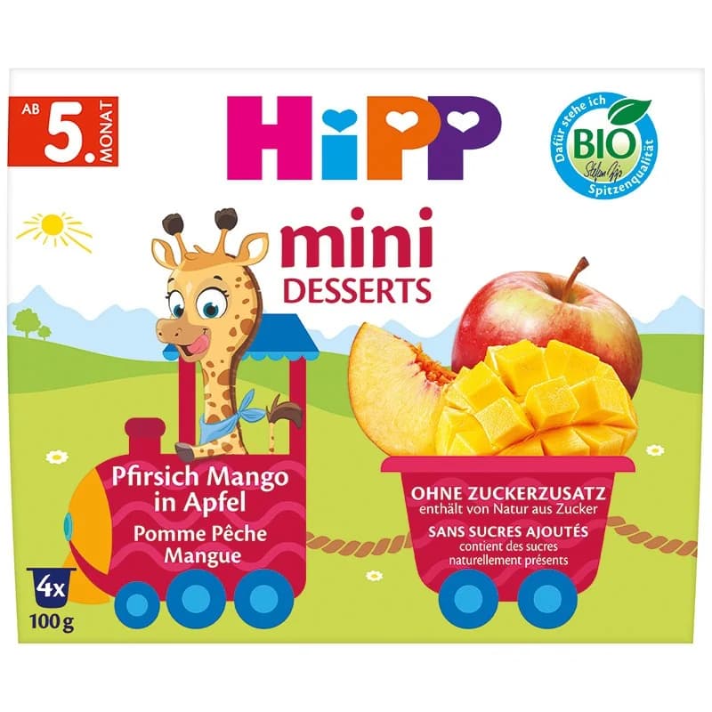 hip Хип Био Десерт Hipp Праскова, Манго и Ябълка 4 x 100 г, cheap.bg