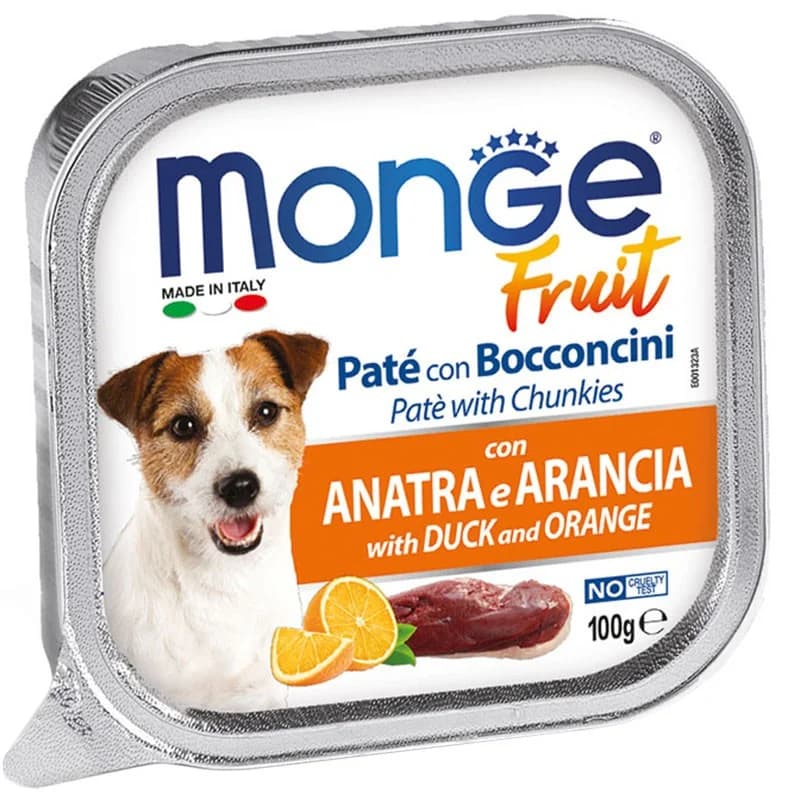 monge Monge Храна за Кучета Fruit Пастет и Хапки за Кучета в Зряла Възраст с Патешко и Портокали 100 г, cheap.bg