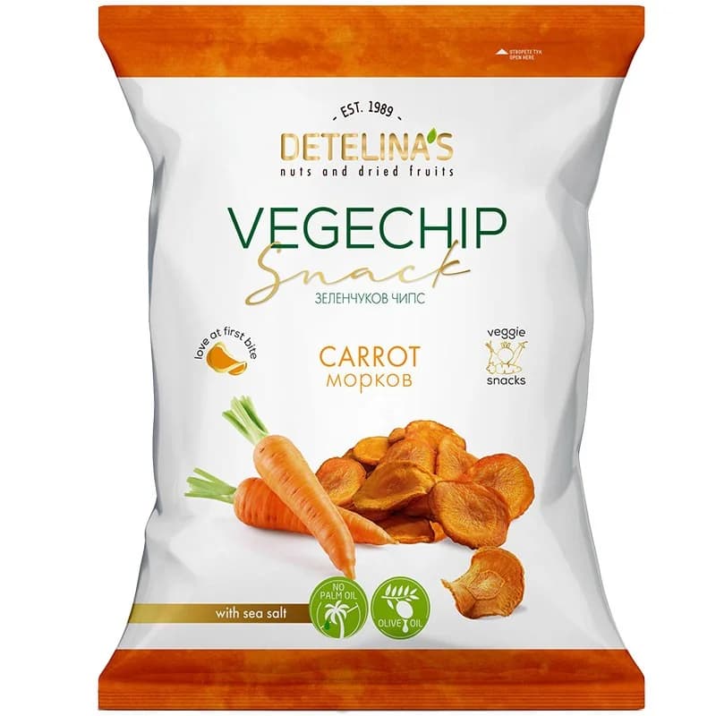 detelina Детелина Зеленчуков Чипс Detelina's от Морков с Морска Сол 60 г, cheap.bg
