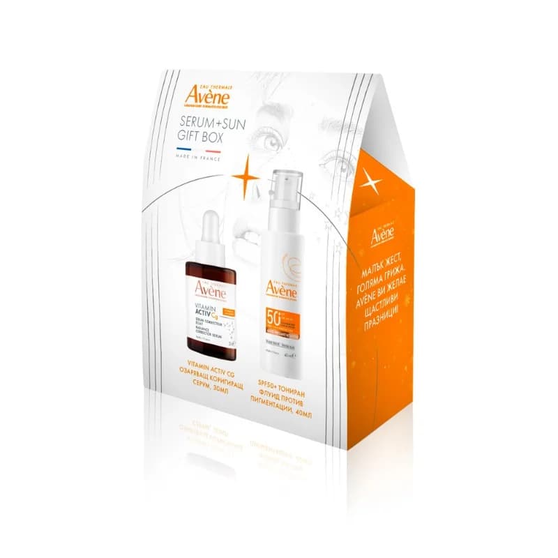 AVENE Комплект Vacg Озаряващ Серум 30мл + Тониран Флуид Против Пигментации Spf50+ 40мл 1 бр, eBag