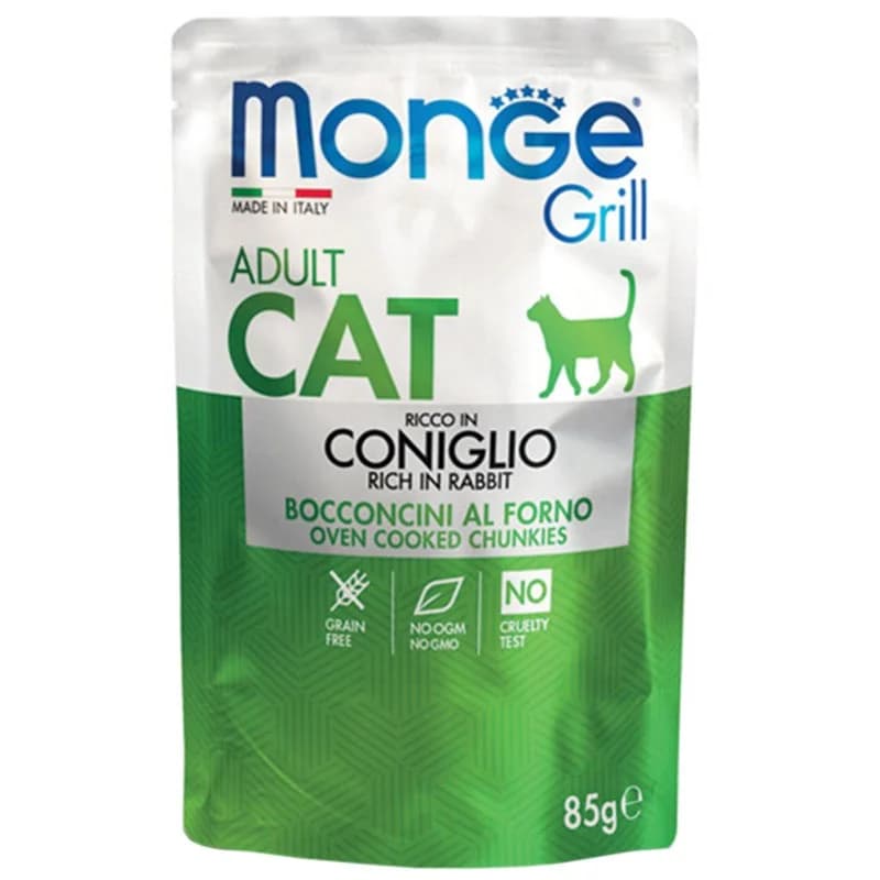 monge Monge Храна за Котки Grill Пауч Хапки в Желе със Заешко за Котки в Зряла Възраст 85 г, cheap.bg