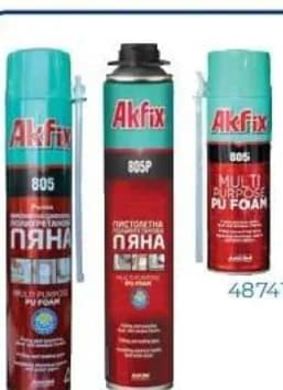 akfix Akfix Монтажна полиуретанова пяна пистолетна 750 ml, Практикер