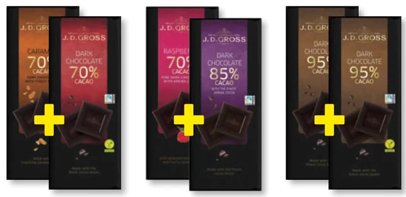 J.D. GROSS Натурален шоколад Различни видове, Lidl