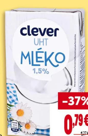 CLEVER UHT Мляко 1,5%, Billa