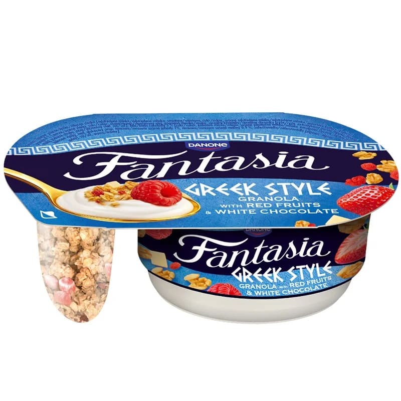 danone Danone Десерт Fantasia Гръцки Стил Гранола с Червени Плодове и Бял Шоколад 100 г, eBag