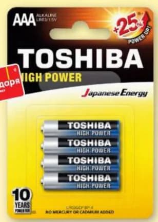 toshiba TOSHIBA Батерии 1,5V, 4 бр. R6U, T MARKET