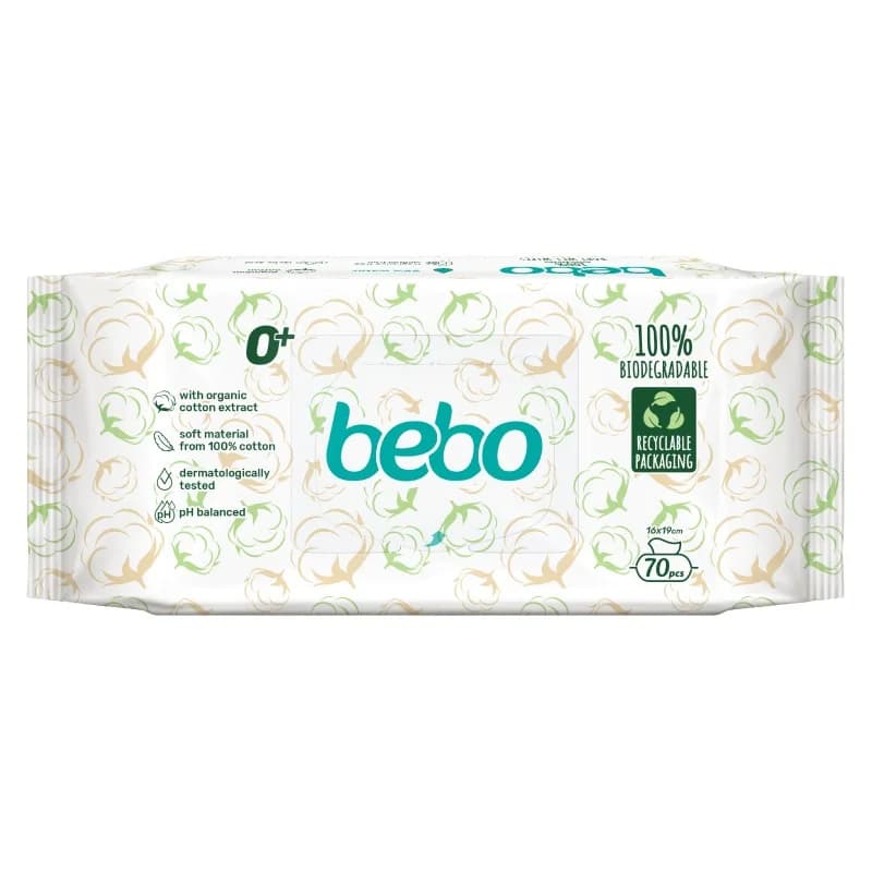 bebo Бебо Мокри Кърпички 100% Биоразградими 70 бр., cheap.bg