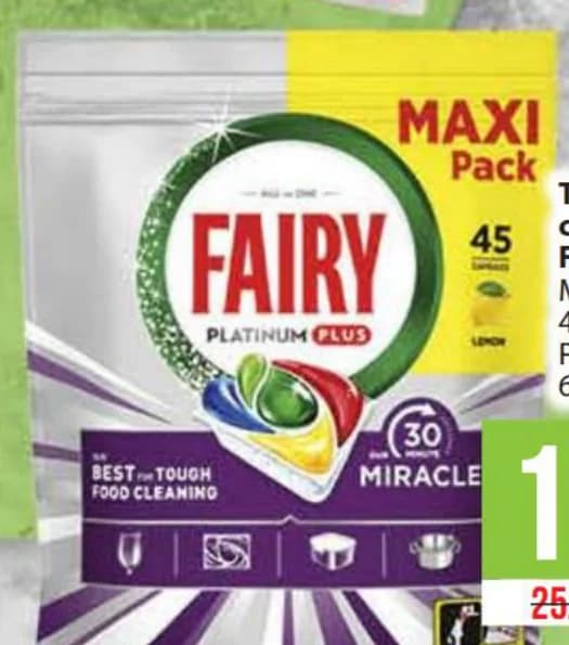 Таблетки за съдомиялна FAIRY Platinum Miracle лимон 45 бр. в оп.; Platinum 66 бр. в оп., Fantastico