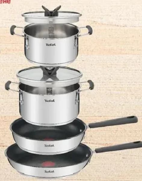 Tefal Комплект съдове за готвене Opti'Space G737S644, 6 части, Практикер