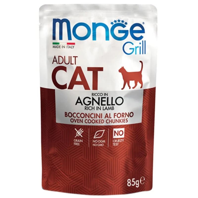 monge Monge Храна за Котки Grill Пауч Хапки в Желе с Агнешко за Котки в Зряла Възраст 85 г, eBag