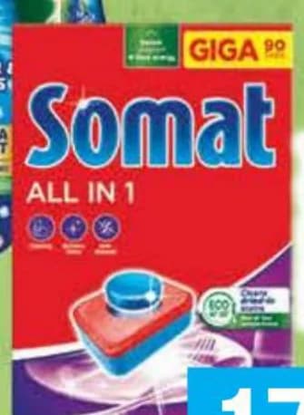 Таблетки All In One Extra 115 бр. в оп.; Комплект гел 3 бр. x 684 мл в оп. за съдомиялна SOMAT, Fantastico